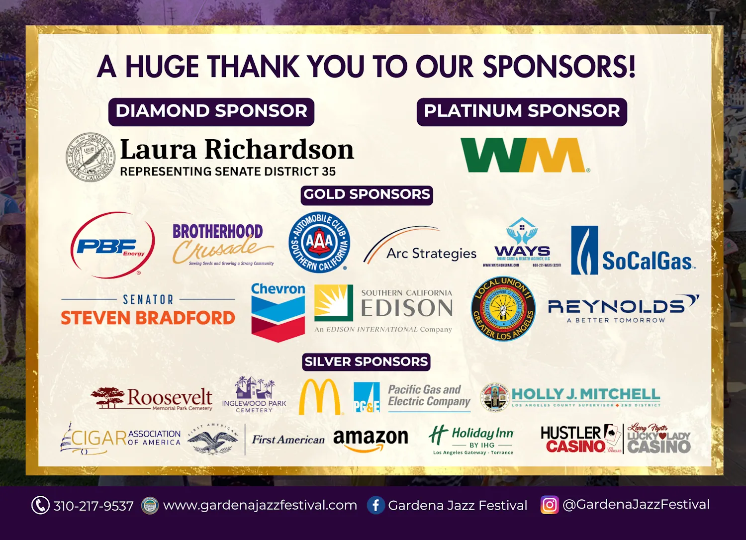 Jazz Festival 2026 flyer for the sponsors of the event